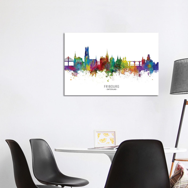 Fribourg Switzerland Skyline by Michael Tompsett - Wrapped Canvas Painting, 101.6 cm H x 66.04 cm W x 3.175 cm D
