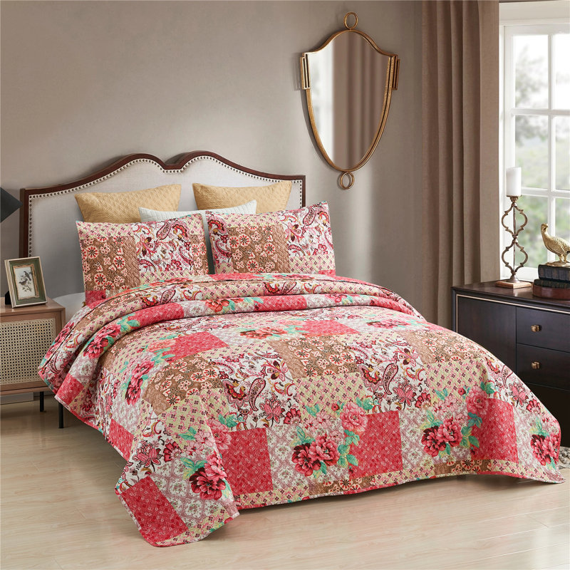 Quilt, King Quilt +2 Standard Shams, Floral 4