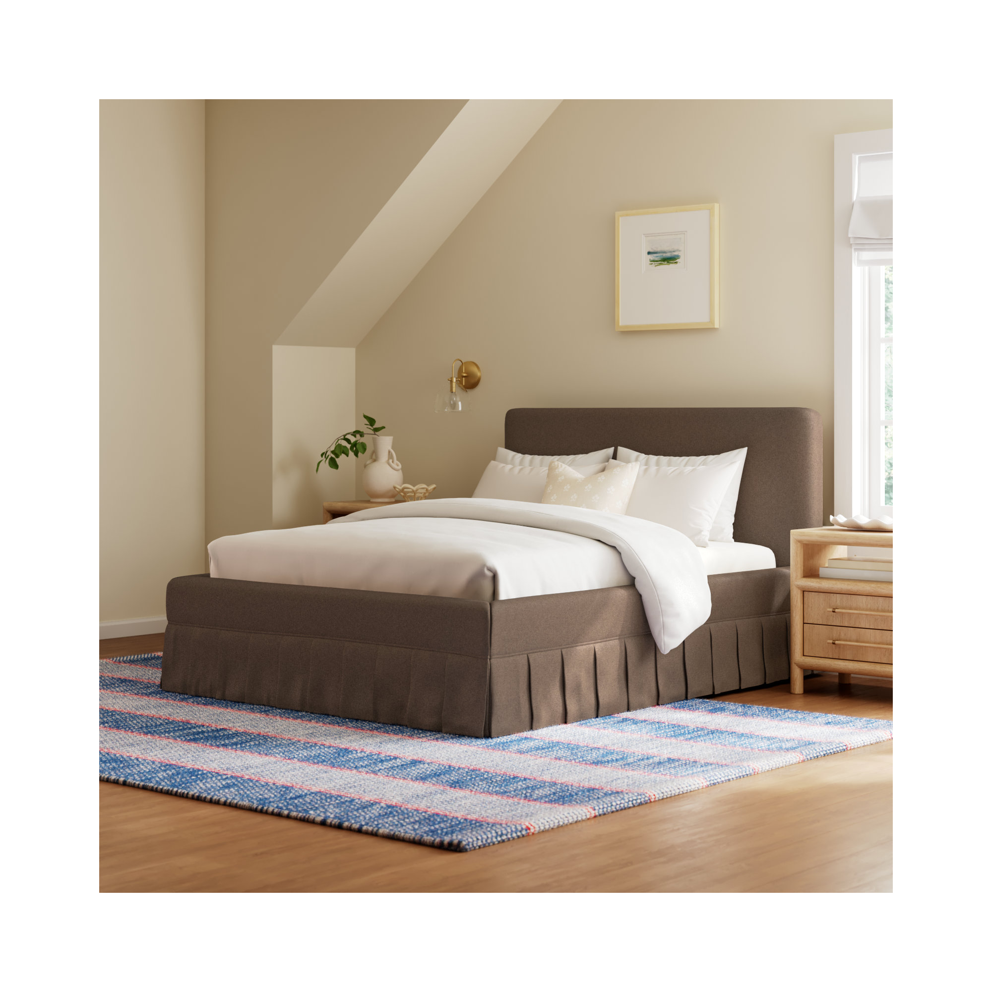 Milo Upholstered Bed, Brown, Queen
