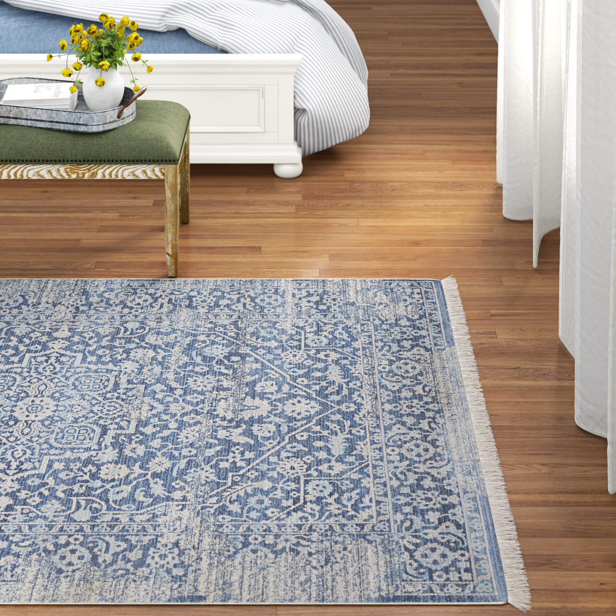 Three Posts™ Mendelsohn Performance Blue Rug & Reviews Wayfair
