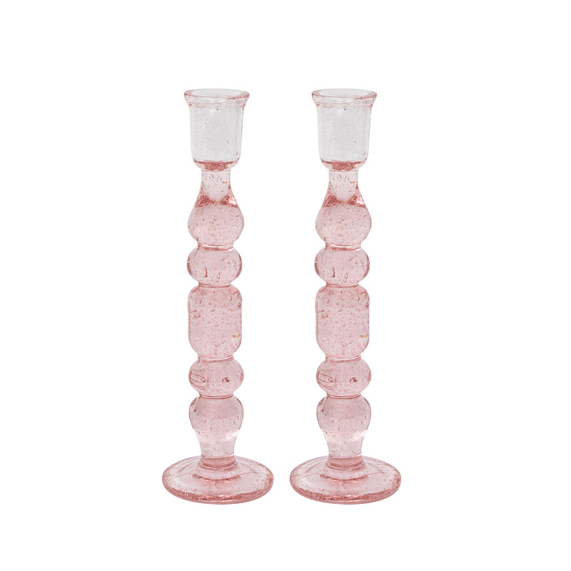 Provence Candlestick Set/2, 9" H x 2.5" W x 2.5" D, Blush