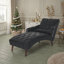 Chaise longue d'intérieur avec accoudoirs et pieds en bois massif, chaise longue rembourrée avec coussin pour le salon, la chambre à coucher-771842231