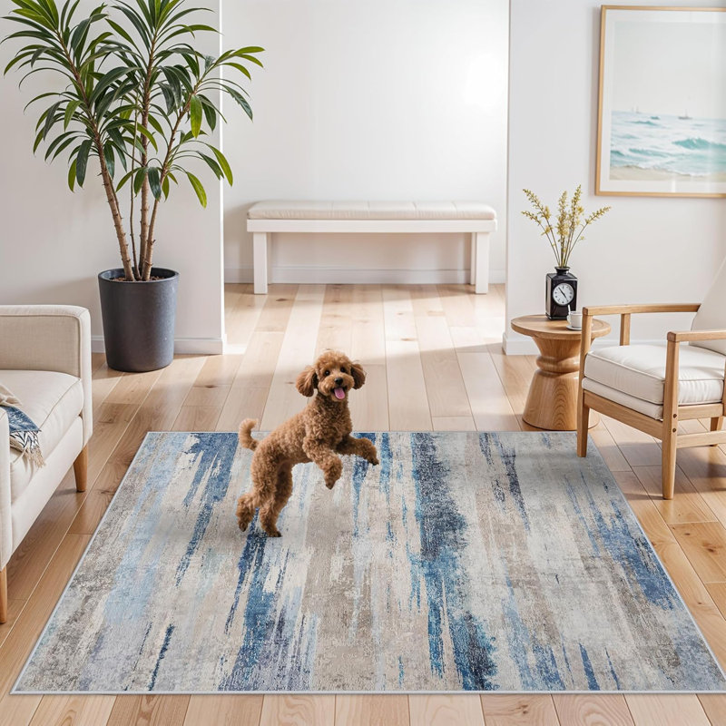 Modern Abstract Kitchen Rug: Ultra Soft Washable Hallway Entryway Carpet Indoor Non Slip Low Pile Floor Mat
