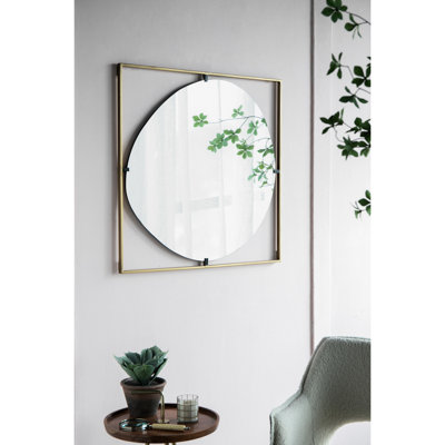 Miroir coquelicot noir doré avec cadre en métal, 32 x 1 x 32 po, miroir couloir contemporain