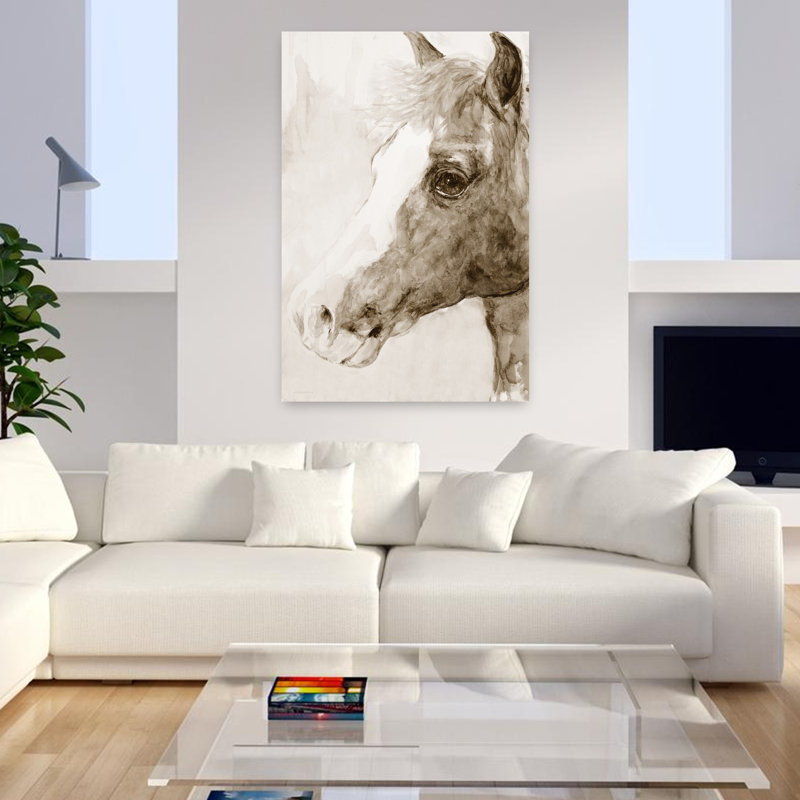 Art contemporain abstrait ombre cheval, H 48 po x l 32 po