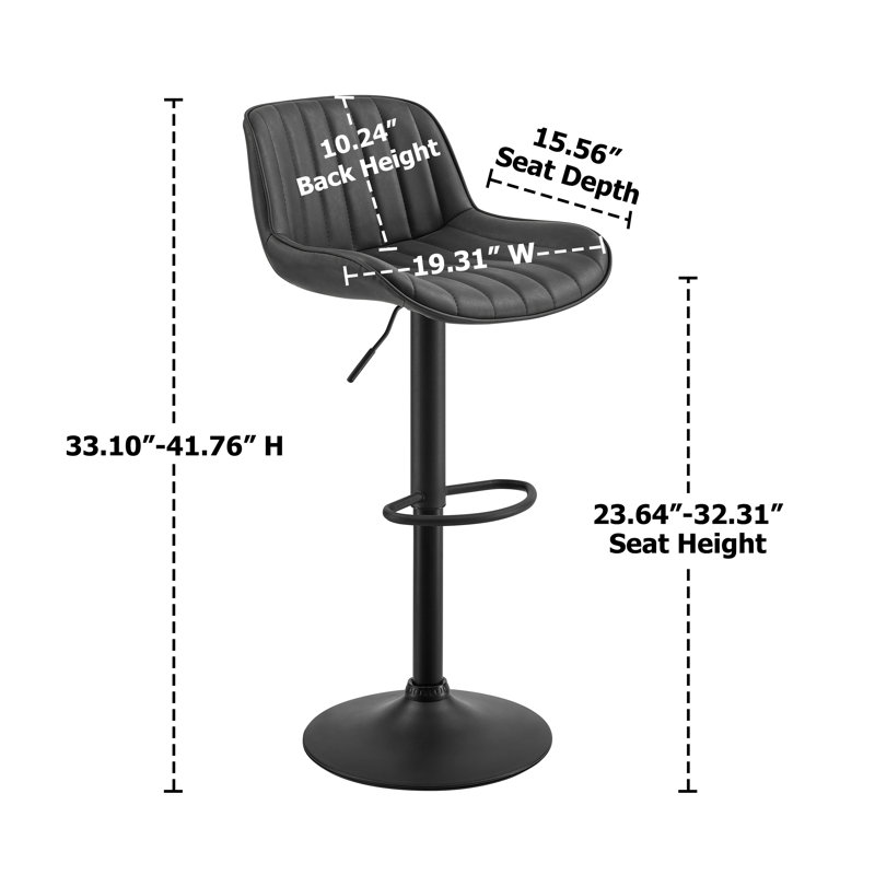 Tabouret de bar et de comptoir Almeida, Noir brun