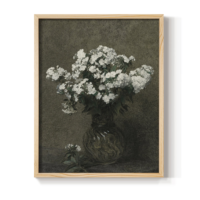 Reproduction florale vintage encadrée CCXC - bois massif, Naturel, H 21 po x l 17 po