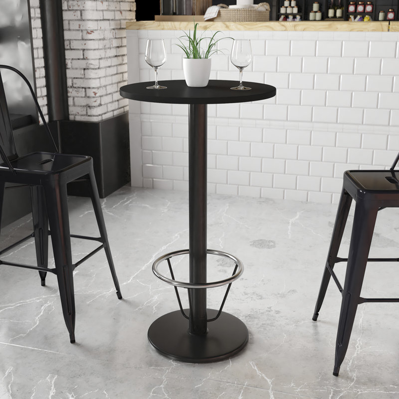 Basinger 24'' Round Laminate Table Top with 18'' Round Bar Height Table Base, 43.125" H x 24" W x 24" D, Black