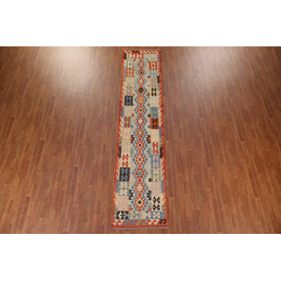 Kilim Reversible Wool Runner Rug 3x13