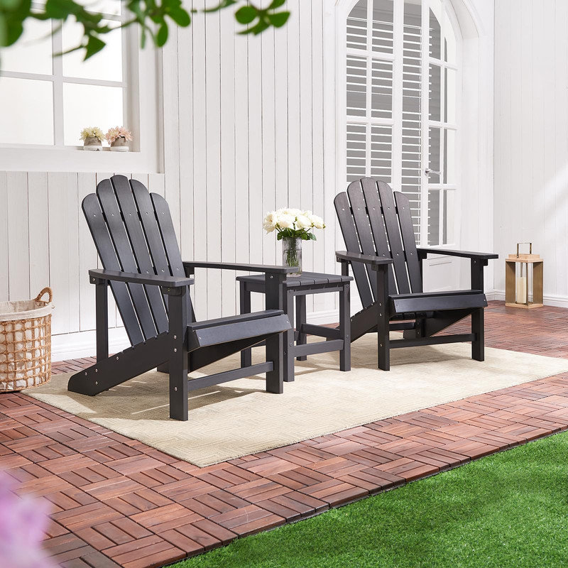 Chaise Adirondack, chaise de patio surdimensionnée pour l'extérieur, Noir, 2
