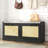 Rattan Shoe Bench Fit Up To Shoe Size 16, Boho Entryway Bench With Storage Cabinets And Seat Cushion, Wooden Shoe Storage Bench For Entryway, Hallway And Bedroom-2083081761