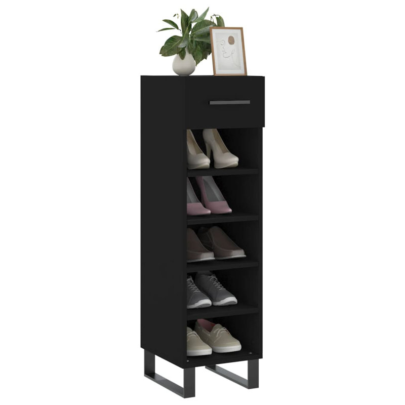 5 Pair Shoe Storage Cabinet, Black