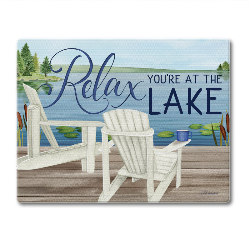 Planche à découper en verre trempé Lake Life 10 po x 8 po