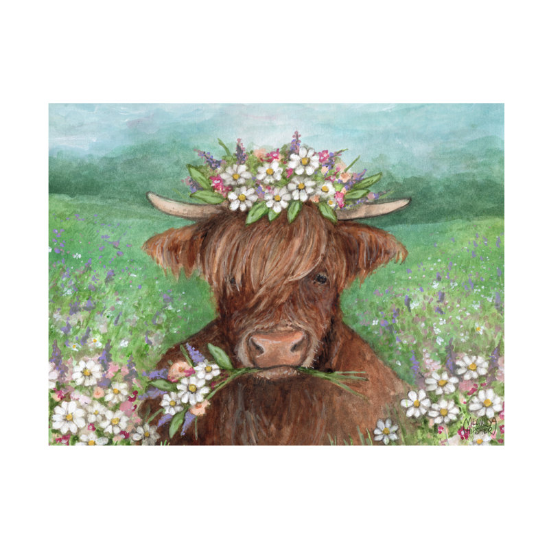 Œuvre sur toile «bolologia Melinda Hipsher Daisy Meadow Highland», H 35 po x l 47 po