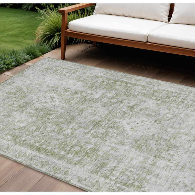 Tapis d'intérieur lavable 10 po x 14 po vert oriental artichaut