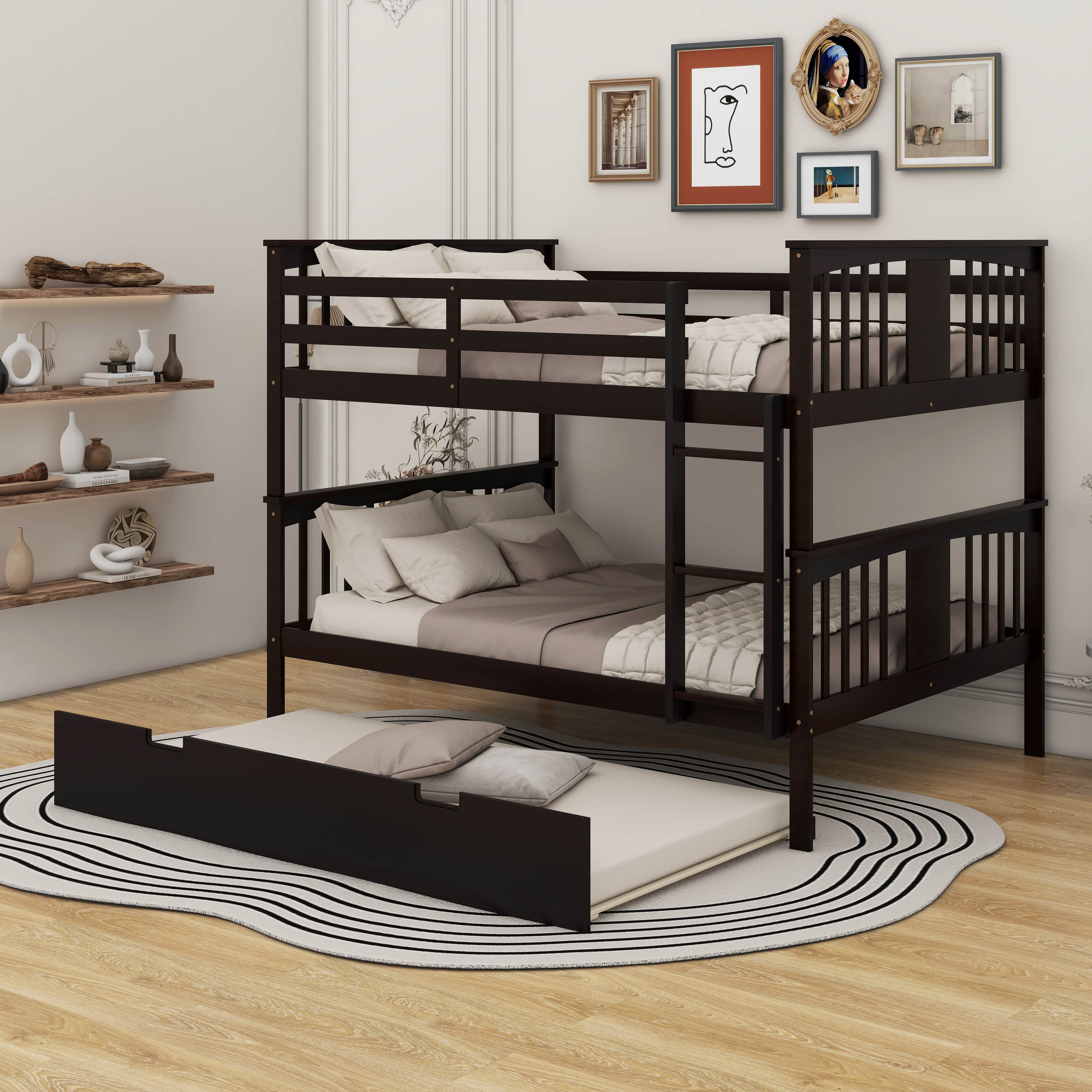 Harriet Bee Full Over Full Bunk Bed With Ladder And Trundle - Wayfair ...