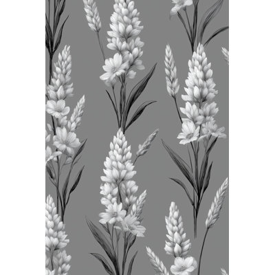 Floral Wallpaper Gray Traditional Decorative Mural