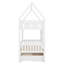 Lit superposé simple au-dessus de simple de style maison avec barrière de sécurité, porte et lit gigogne avec trois unités de rangement