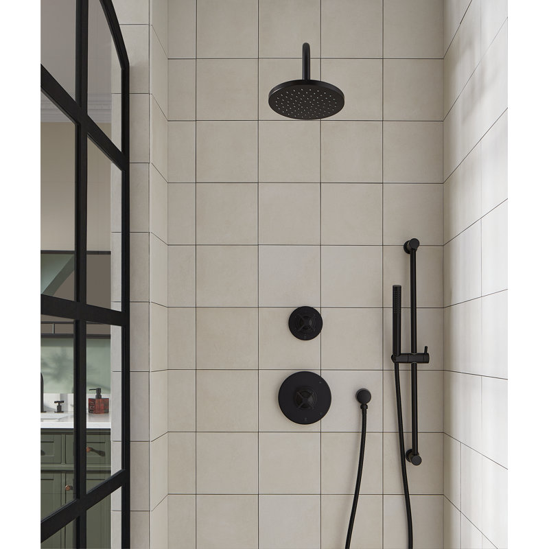 Pomme de douche fixe double / standard 1,8 GPM GPM, Noir mat