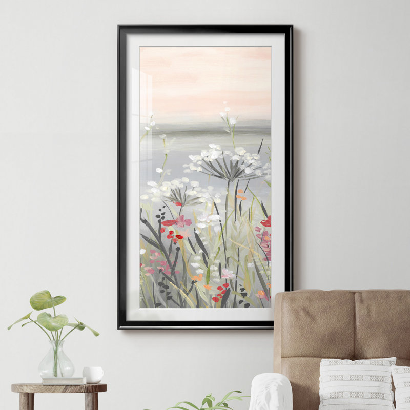 «Blush Wildflowers II», reproduction d'art graphique encadrée, H 22,5 po x l 42,5 po x P 1,5 po, Cadre noir