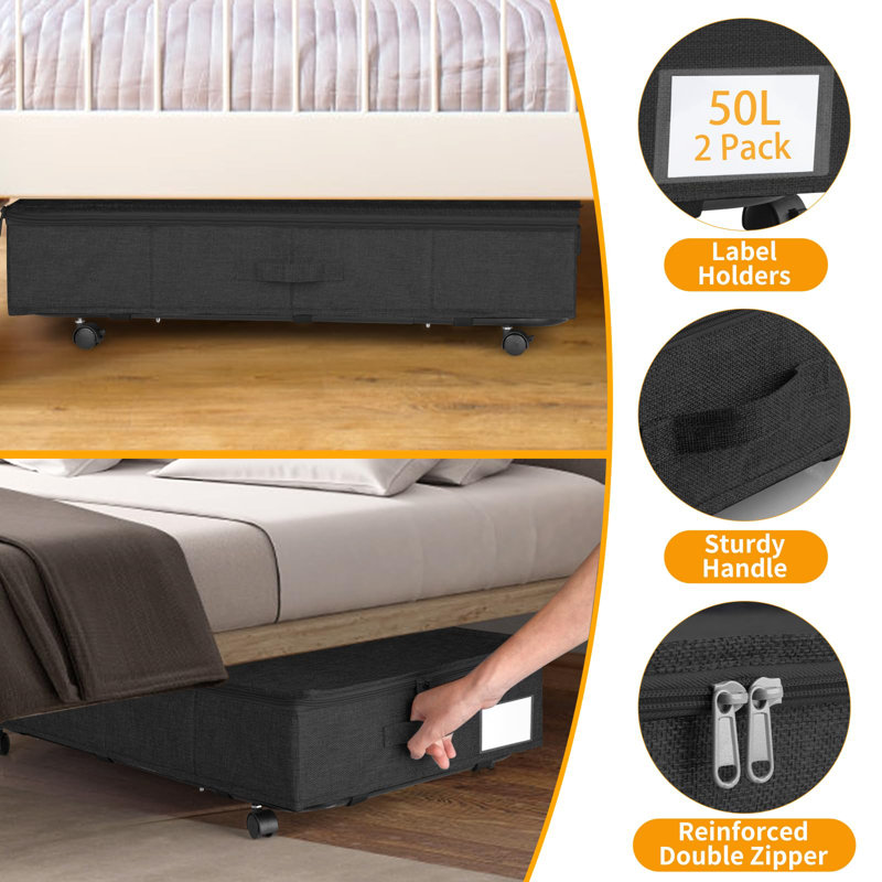 Ebern Designs Underbed Storage, Black