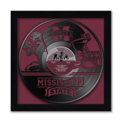 NCAA-AFF MISSISSIPpi STATE BULLDOGS VINYL RECORD FOOTBALL 13 "X13" IMPRIMÉ EN CADRE