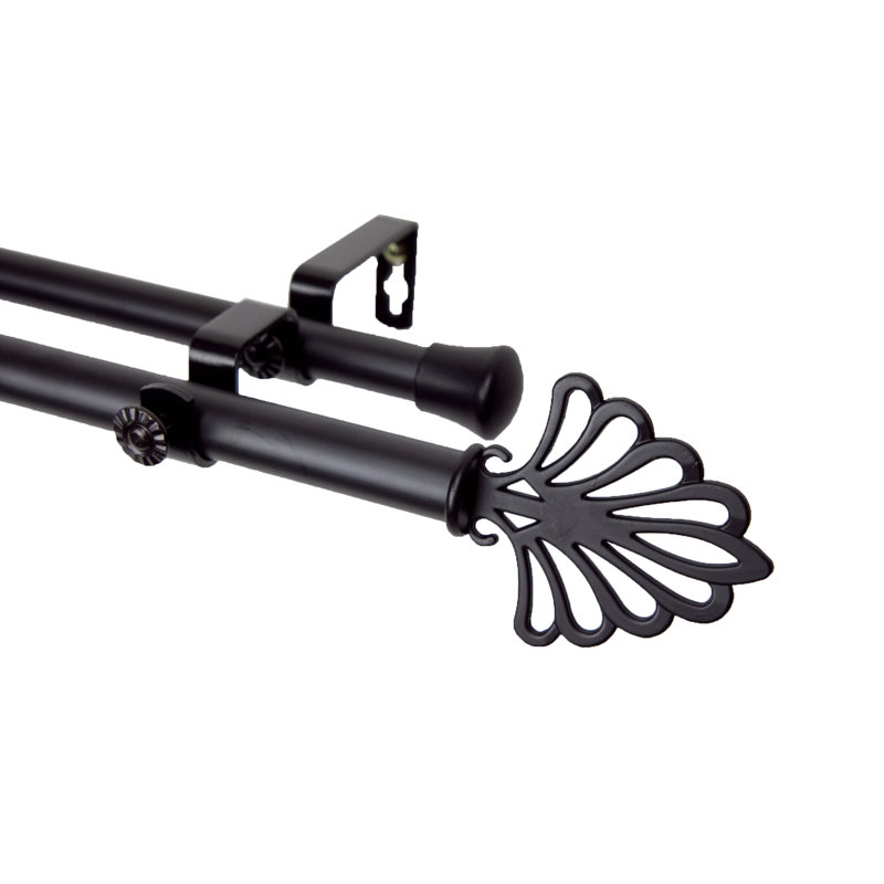 Tringle à rideaux double Rimmer, l 66 à 120 po, Noir