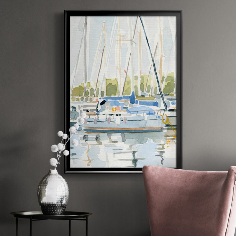 By the Bay II - Peinture sur toile encadrée, Noir, H 24,5 po x l 18,5 po x P 1 po