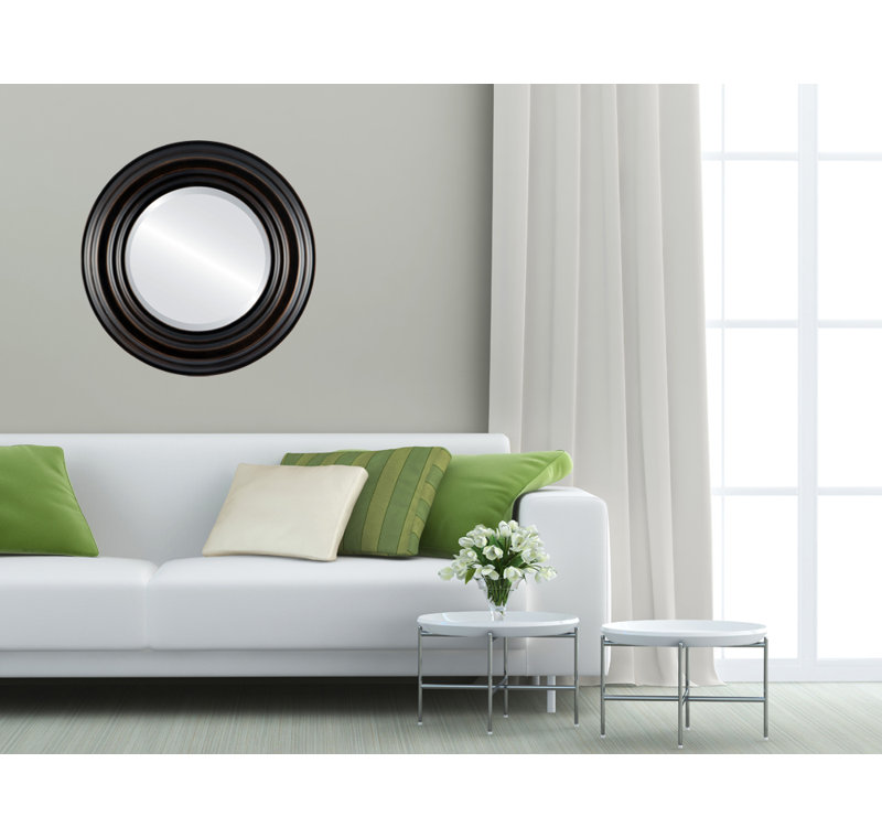 Miroir décoratif rond encadré Worksop, H 31 po x l 31 po, Noir mat