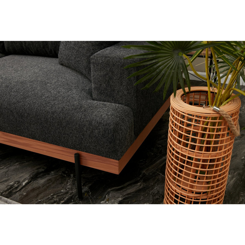 Canapé rembourré Okamoto, 100 % polyester gris foncé