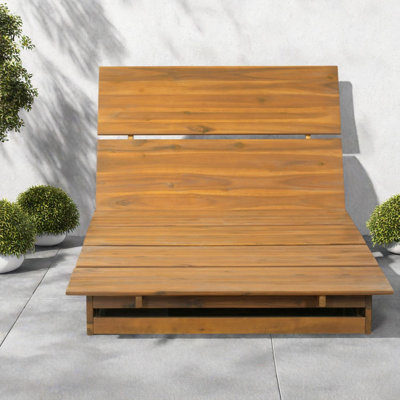 Méridiennes de patio réglables, chaise longue en bois d'acacia pour piscine