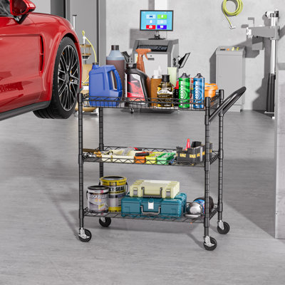 Chariot utilitaire roulant 3tier, H, chariot en métal de qualité commerciale, chariot de service pour chariot de rangement.