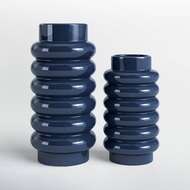 Alix 16.2'' Stoneware Table Vase, Dark Blue