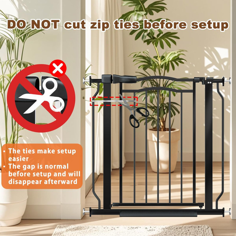 Extra-Wide Auto-Close Safety Pet Gate – Adjustable No-Drill Installation, Modern Arched Design for Doorways, Stairs, and Indoor/Outdoor Use