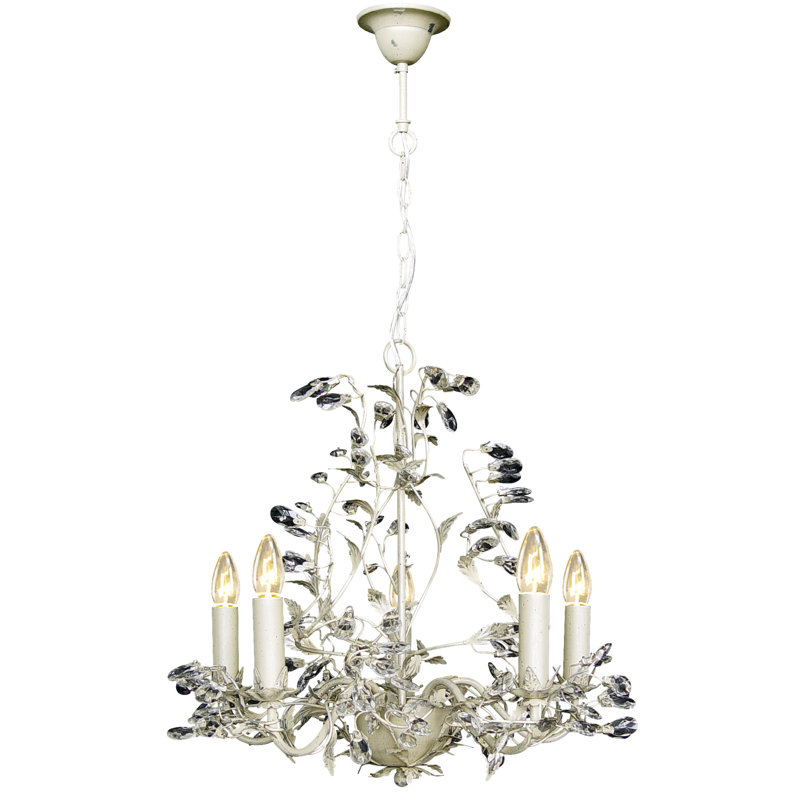Glasser 5 - Light Candle Style Chandelier, Cream and Silver