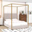 Lit à baldaquin avec tête de lit en velours côtelé moelleux et structure en métal robuste-315417153-315417155