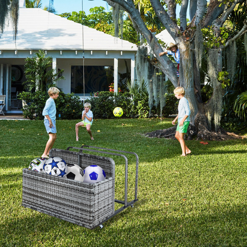 Gray Double Layer PE Rattan Outdoor Storage Organizer