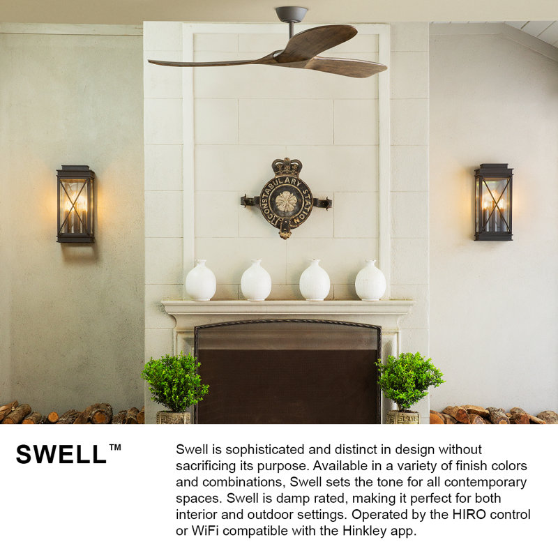 Ventilateur de plafond en bois 60 po avec télécommande Swell, Graphite, Bois flottant