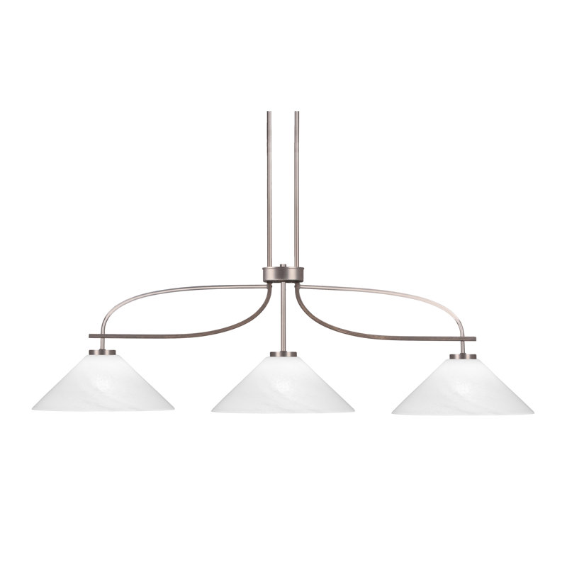 Barre d'éclairage de salle de bain 3 lumières Ghita, H 14,50 po x l 50,50 po x P 16 po, Blanc, Argent