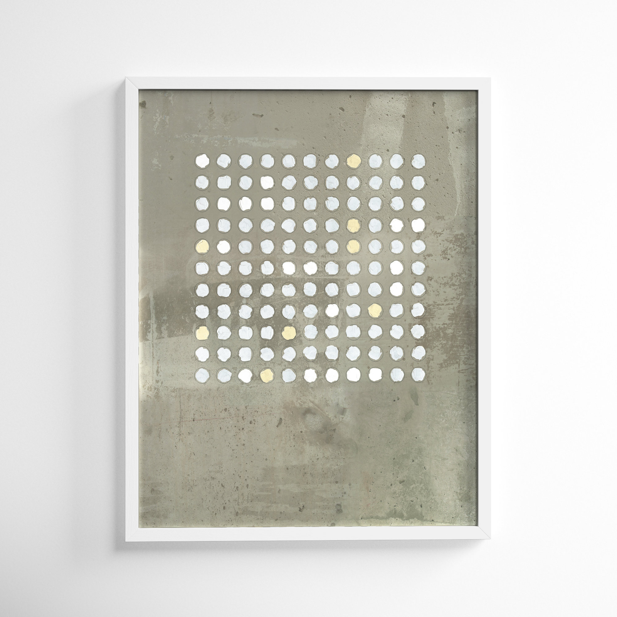 Circles In Squares 2 by Jacques Pilon, 38" H x 30" W x 1.25" D, White