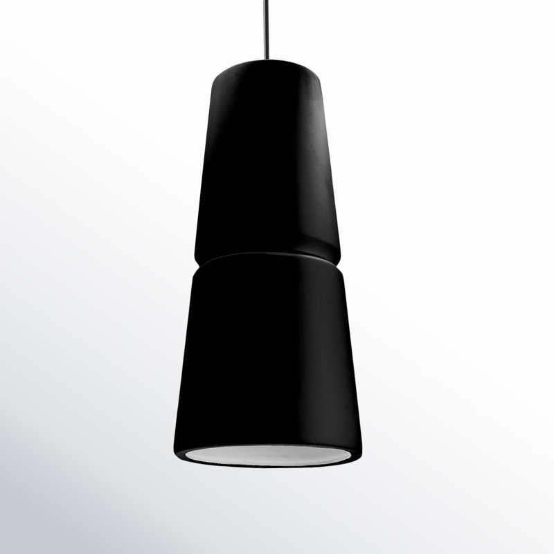 Luminaire suspendu conique à 1 lumière Logan, Noir mat, Noir mat carbone, H 13,5 po x l 6 po x P 6 po