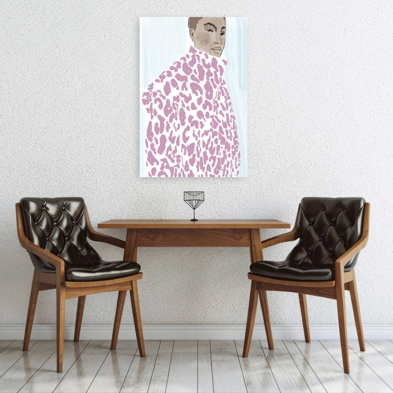 Impression d'art léopard rose, abstrait, moderne et élégant, 36" H x 24" W