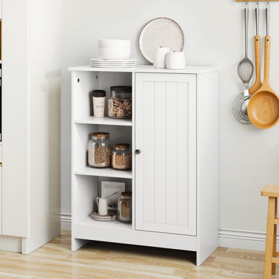 Freestanding Bathroom Storage Rack 23.39" X 11.77" 31.5" White With Open And Closed Adjustable Shelves Silver Smooth Finish Stable Base Artsy Look Cabinet For Kitchen Living Room Hidden Shelving