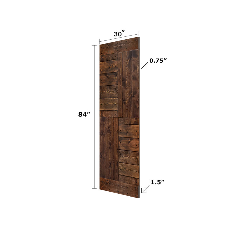 Dark Walnut Solid Wood Double Sliding Barn Door with Matte Finish