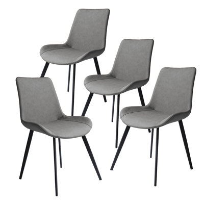 Kamai Faux Leather Upholstered Side Chair with Carbon Steel Legs