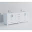 Meuble-lavabo double blanc 84 po X P 22 po D, dessus en quartz blanc et ensemble de robinet-117978871