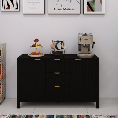 47.20 Inch Wood Sideboard with Metal Handles and Adjustable Shelves