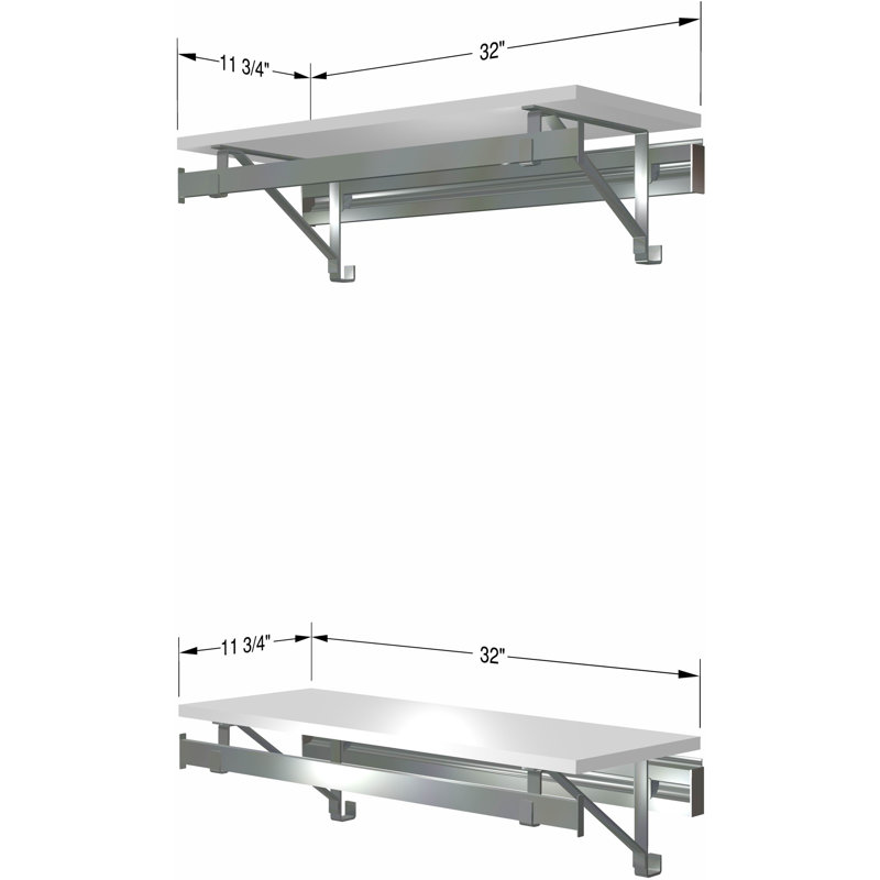 Système d'organisation avec barres à vêtements et deux tablettes, Blanc, H 8,5 po x l 32 po x P 11,75 po