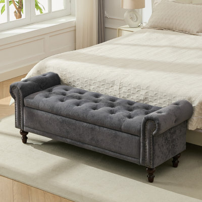 Upholstered Storage Bench With Segmented Storage Compartments