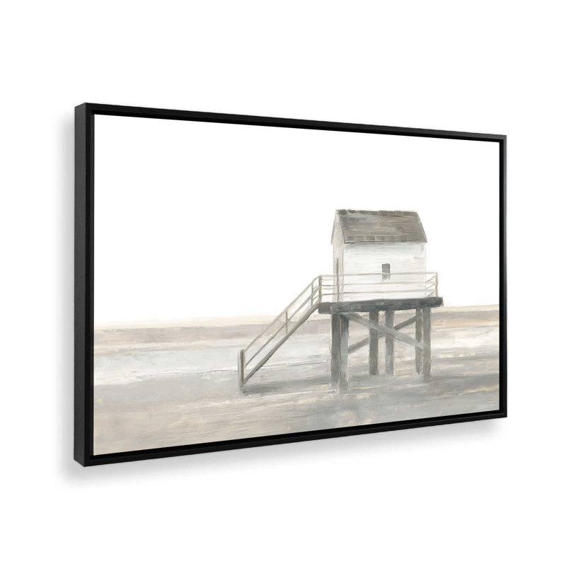 Impression sur toile Weathered Beach Outpost II par Ethan Harper, Cadre flottant sans passe-partout, H 30 po x l 40 po, Noir